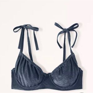 NEW Abercrombie & Fitch Shimmer Tie-Strap Underwire Bikini Top in Size Small